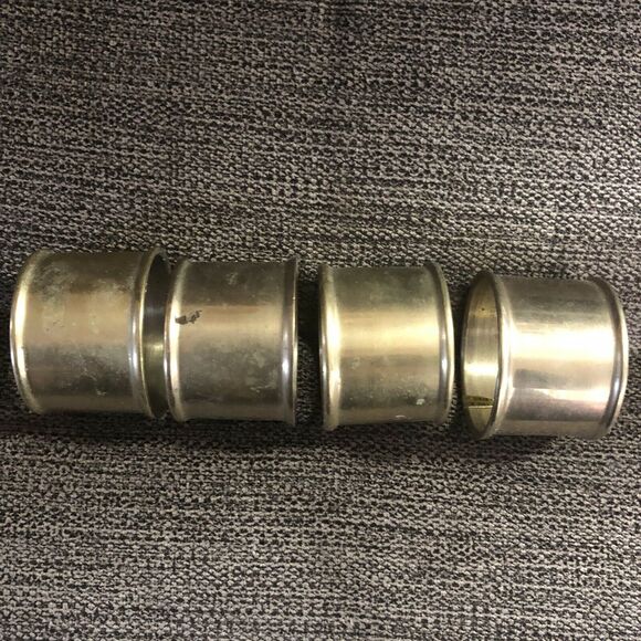 Set Of Four 4 Mid Century Modern Brass Napkin Rings Minimalist RINGS ONLY - Picture 2 of 4